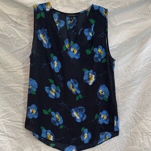 Banana Republic Navy Blue Floral Blouse